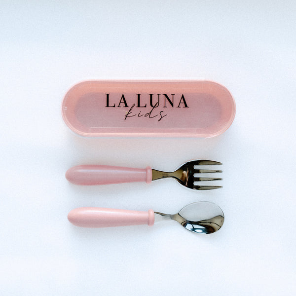 Fork & Spoon Set Pink - La Luna Kids