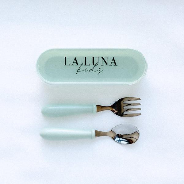 Fork & Spoon Set Green - La Luna Kids