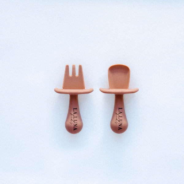 Training Fork & Spoon Set Peach - La Luna Kids