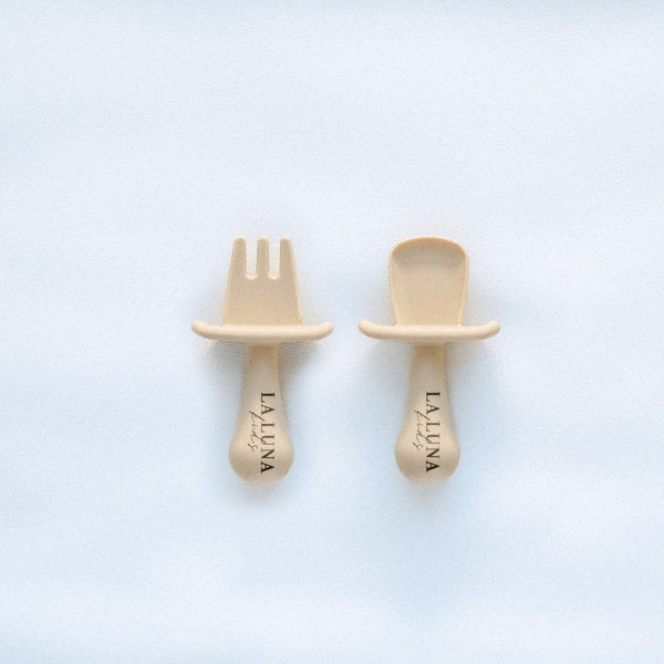 Training Fork & Spoon Set Sand - La Luna Kids