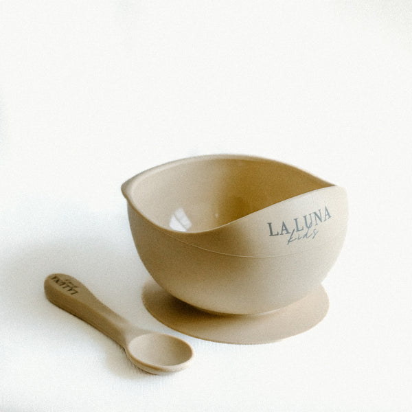 Silicone Suction Bowl & Spoon Set Sand - La Luna Kids