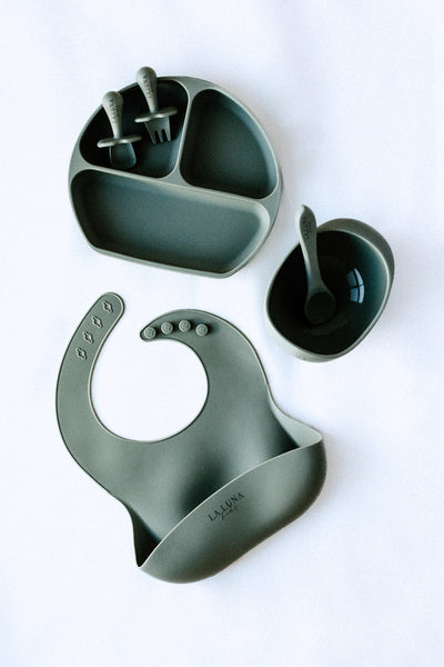 Silicone Feeding Set Sage - La Luna Kids